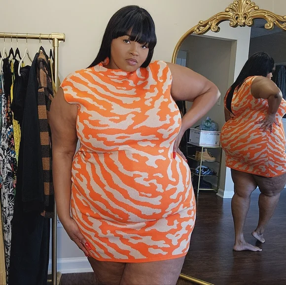 Savana Sweater Mini Dress - Orange/combo - Picture 5 of 6